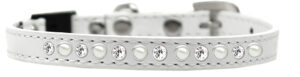 Pearl And Clear Jewel Breakaway Cat Collar White Size 14