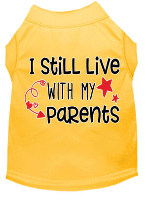 Still Live With My Parents Screen Print Dog Shirt Yellow Sm