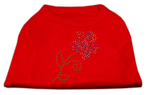 Multi-colored Flower Rhinestone Shirt Red Xxl