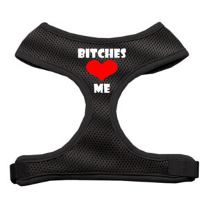 Bitches Love Me Soft Mesh Pet Harness Black Small