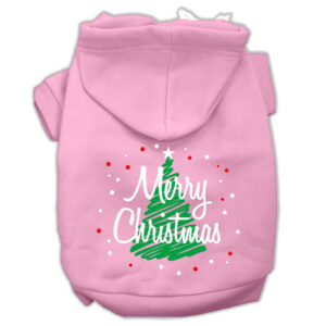 Scribbled Merry Christmas Screenprint Pet Hoodies Light Pink Size Xxxl (20)