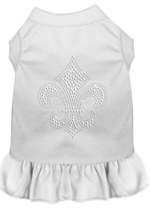 Silver Fleur De Lis Rhinestone Dress White Sm