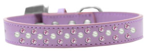 Sprinkles Dog Collar Pearl And Light Pink Crystals Size 20 Lavender