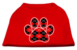 Argyle Paw Red Screen Print Shirt Red Xxl (18)