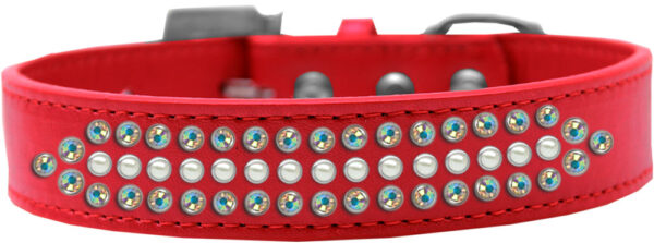 Ritz Pearl And Ab Crystal Dog Collar Red Size 20