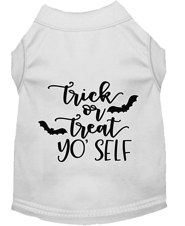 Trick Or Treat Yo' Self Screen Print Dog Shirt White Xxxl