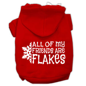 All My Friends Are Flakes Screen Print Pet Hoodies Red Size S (10)