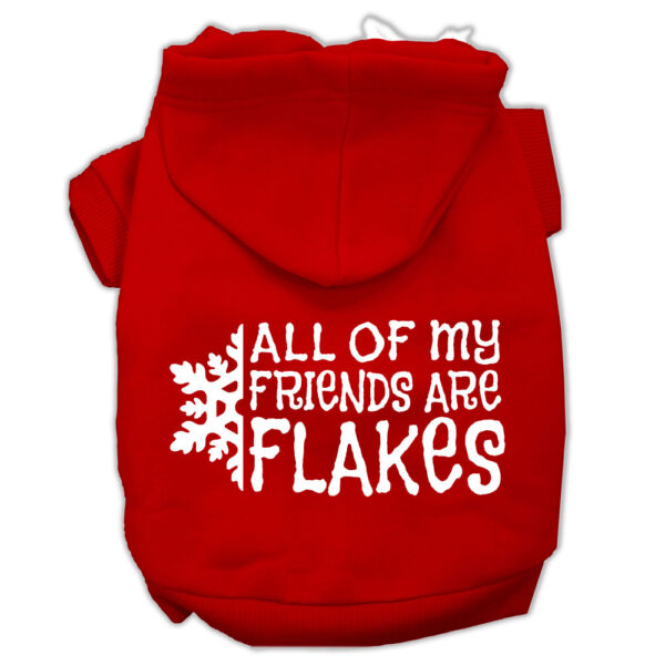 All My Friends Are Flakes Screen Print Pet Hoodies Red Size S (10)