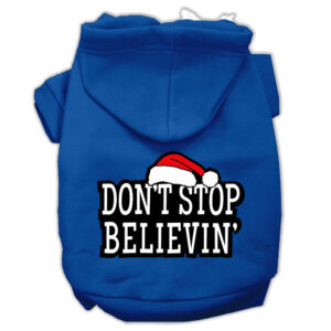 Don't Stop Believin' Screenprint Pet Hoodies Blue Size Xxxl (20)