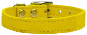 Plain Leather Dog Collars Yellow 12