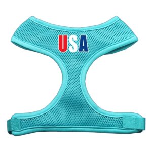 Usa Star Screen Print Soft Mesh Pet Harness Aqua Small