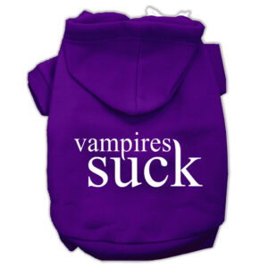 Vampires Suck Screen Print Pet Hoodies Purple Size Xl (16)