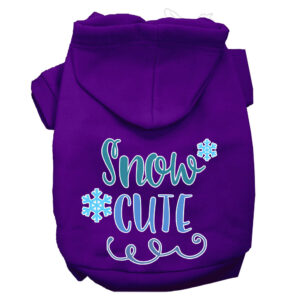 Snow Cute Screen Print Dog Hoodie Purple Xxl