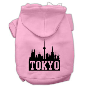 Tokyo Skyline Screen Print Pet Hoodies Light Pink Size Xxl (18)