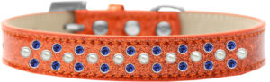 Sprinkles Ice Cream Dog Collar Pearl And Blue Crystals Size 20 Orange