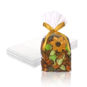 Gusseted Plastic Bags 5 x 4 x 18 Inch Clear Treat Bags for Cookies 100 Pack Polyethylene 1 Mil Clear Goodie Bags Waterproof Clear Party Favor Bags Elastic Clear Gift Bags for Favors