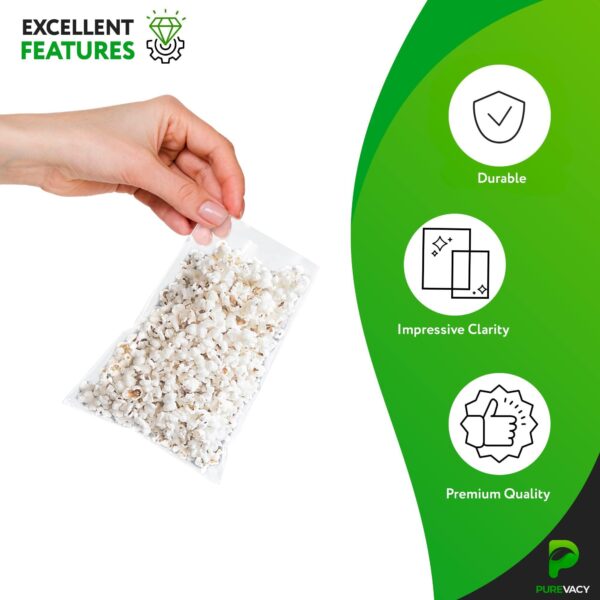 Gusseted Plastic Bags 5 x 4 x 18 Inch Clear Treat Bags for Cookies 100 Pack Polyethylene 1 Mil Clear Goodie Bags Waterproof Clear Party Favor Bags Elastic Clear Gift Bags for Favors - Image 4