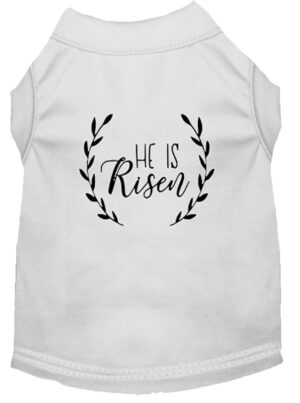 He Is Risen Screen Print Dog Shirt White Xs (8)
