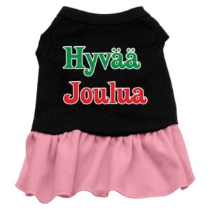 Hyvaa Joulua Screen Print Dress Black With Pink Med (12)