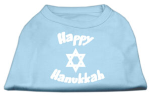 Happy Hanukkah Screen Print Shirt Baby Blue Xl