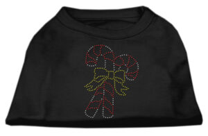 Candy Cane Rhinestone Shirt Black Xl