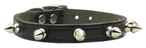 Spike Leather Dog Collar Black 16