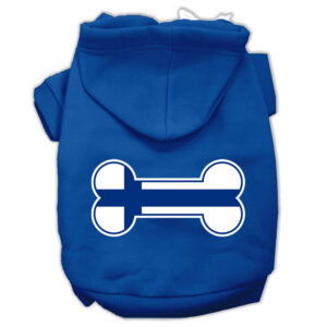 Bone Shaped Finland Flag Screen Print Pet Hoodies Blue Xs (8)