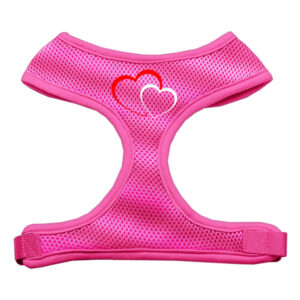 Double Heart Design Soft Mesh Pet Harness Pink Small
