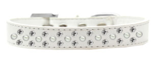 Sprinkles Dog Collar Pearl And Clear Crystals Size 18 White
