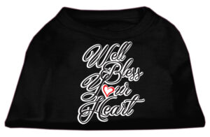 Well Bless Your Heart Screen Print Dog Shirt Black Xs (8)