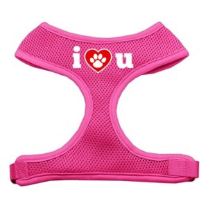 I Love U Soft Mesh Pet Harness Pink Large
