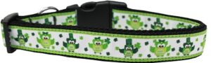 St Patty's Day Party Owls Nylon Dog Collar Medium