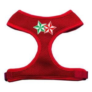 Double Holiday Star Screen Print Mesh Pet Harness Red Small
