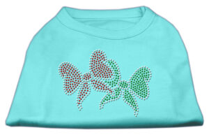 Christmas Bows Rhinestone Shirt Aqua Xl