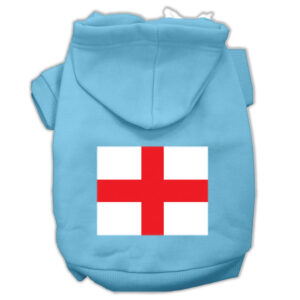 St George's Cross (english Flag) Screen Print Pet Hoodies Baby Blue Size Xl (16)