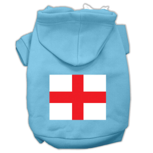 St George's Cross (english Flag) Screen Print Pet Hoodies Baby Blue Size Xl (16)