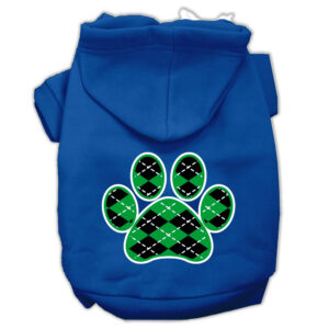 Argyle Paw Green Screen Print Pet Hoodies Blue Size Med (12)