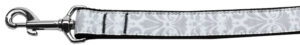 Damask Nylon Dog Leash 3/8 Inch Wide 6ft Long Grey