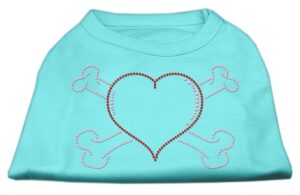 Heart And Crossbones Rhinestone Shirts Aqua M