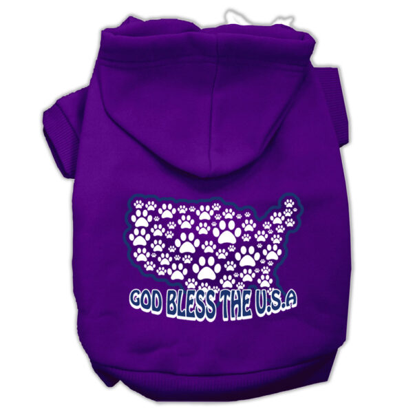 God Bless Usa Screen Print Pet Hoodies Purple Size Xs (8)