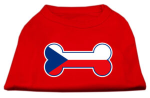 Bone Shaped Czech Republic Flag Screen Print Shirts Red Xxxl(20)