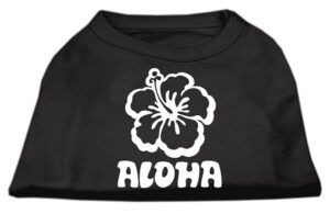 Aloha Flower Screen Print Shirt Black  Xs (8)