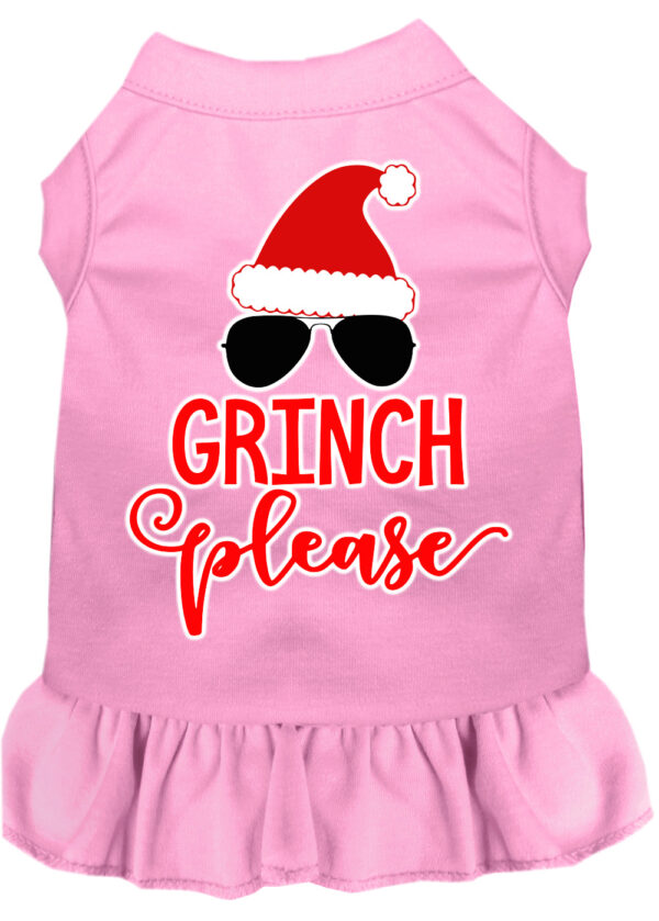 Grinch Please Screen Print Dog Dress Light Pink 4x (22)