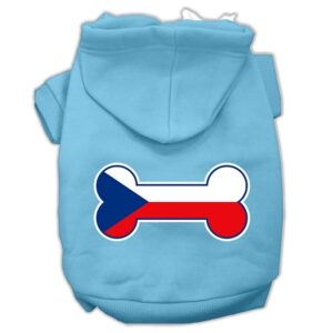 Bone Shaped Czech Republic Flag Screen Print Pet Hoodies Baby Blue Xxl (18)