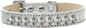 Sprinkles Ice Cream Dog Collar Pearl And Ab Crystals Size 12 Silver