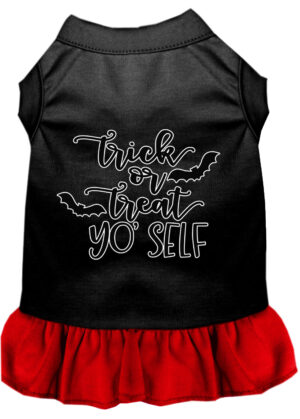 Trick Or Treat Yo' Self Screen Print Dog Dress Black With Red Xxxl