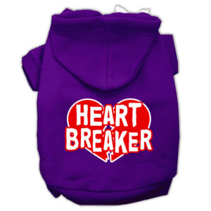 Heart Breaker Screen Print Pet Hoodies Purple Size Xs (8)
