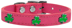 Shamrock Widget Genuine Leather Dog Collar Pink 20