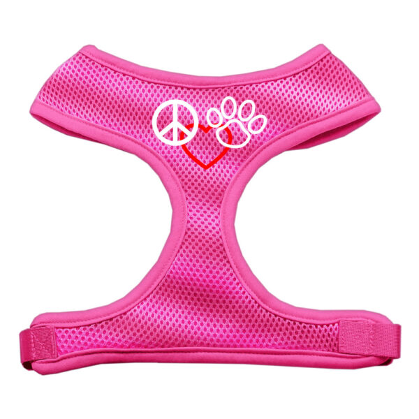 Peace, Love, Paw Design Soft Mesh Pet Harness Pink Extra Large