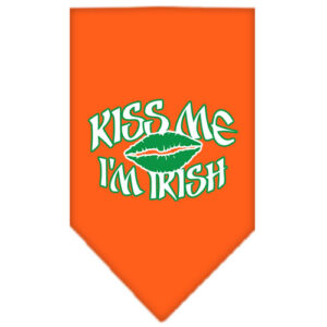 Kiss Me I'm Irish Screen Print Bandana Orange Large